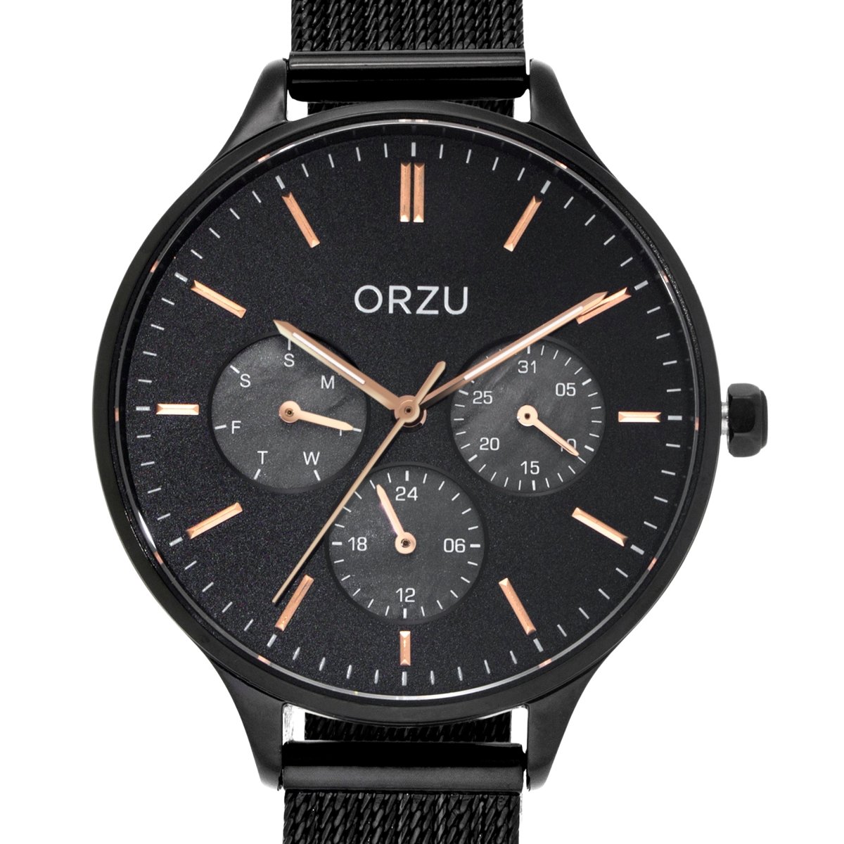 Orzu Watches - ORZU Multifunction Black Dial Women's Watch