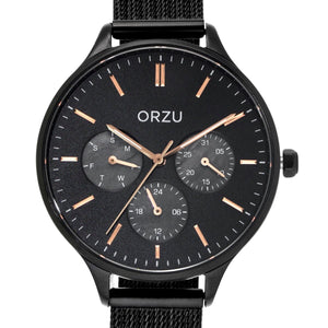 Orzu Watches - ORZU Multifunction Black Dial Women's Watch