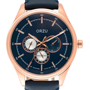 Orzu Watches - ORZU Multifunction Blue Dial Men's Watch