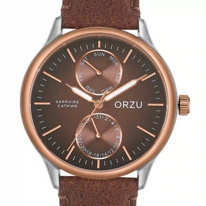Orzu Watches - ORZU Multifunction Brown Dial Men's Watch