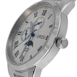 Orzu Watches - ORZU Multifunction Moon Phase White Dial Men's Watch