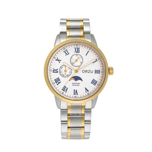 Orzu Watches - ORZU Multifunction Moon Phase White Dial Men's Watch