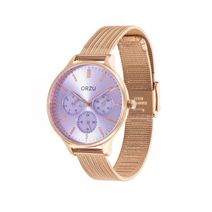 Orzu Watches - ORZU Multifunction Purple Dial Women's Watch