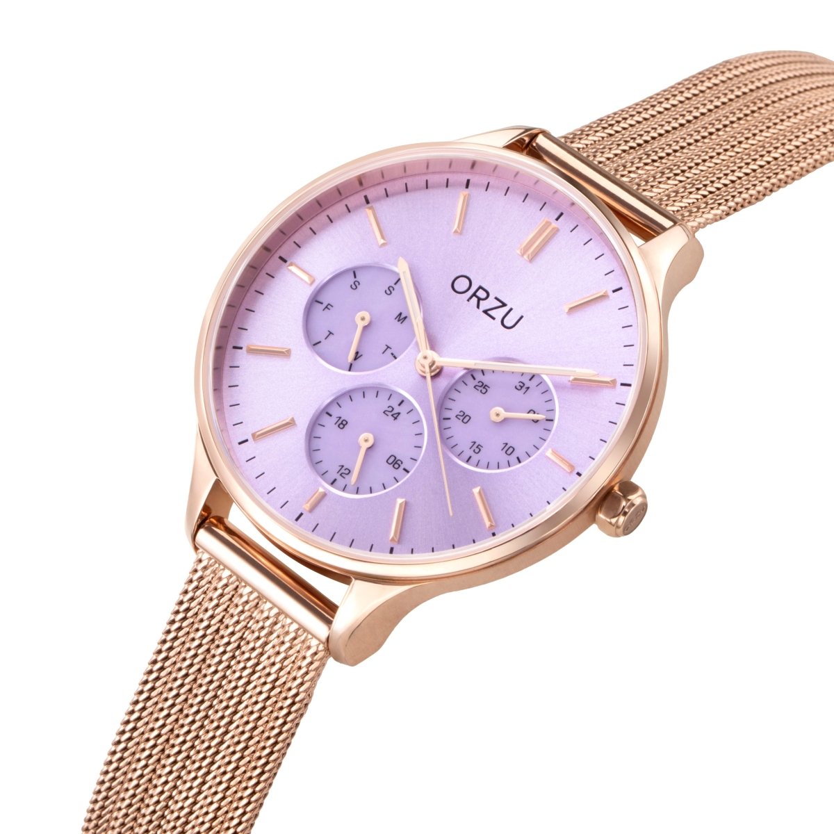 Orzu Watches - ORZU Multifunction Purple Dial Women's Watch