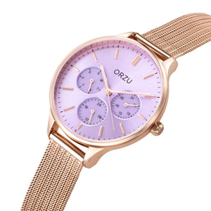 Orzu Watches - ORZU Multifunction Purple Dial Women's Watch
