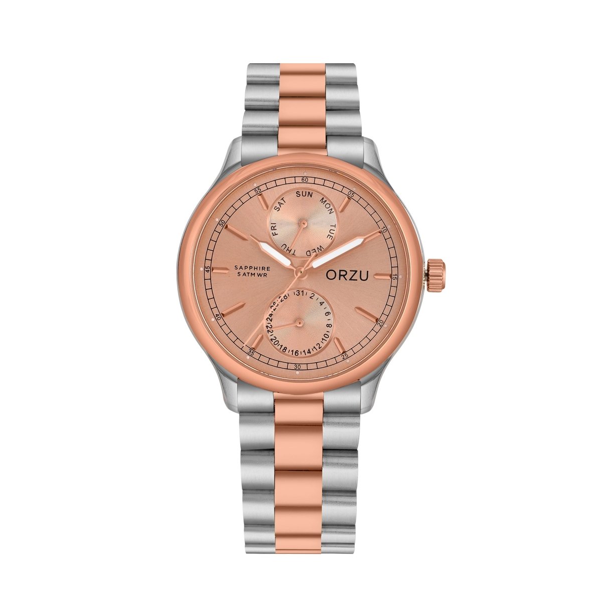 Orzu Watches - ORZU Multifunction Rose Gold Dial Men's Watch