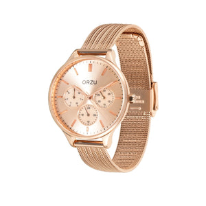Orzu Watches - ORZU Multifunction Rose Gold Dial Women's Watch