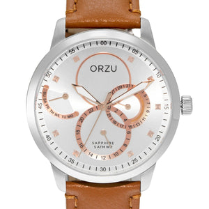 Orzu Watches - ORZU Multifunction Silver Dial Men's Watch