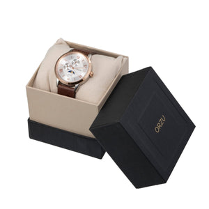 Orzu Watches - Pearl White Multifunction - Interchangeable Leather Strap