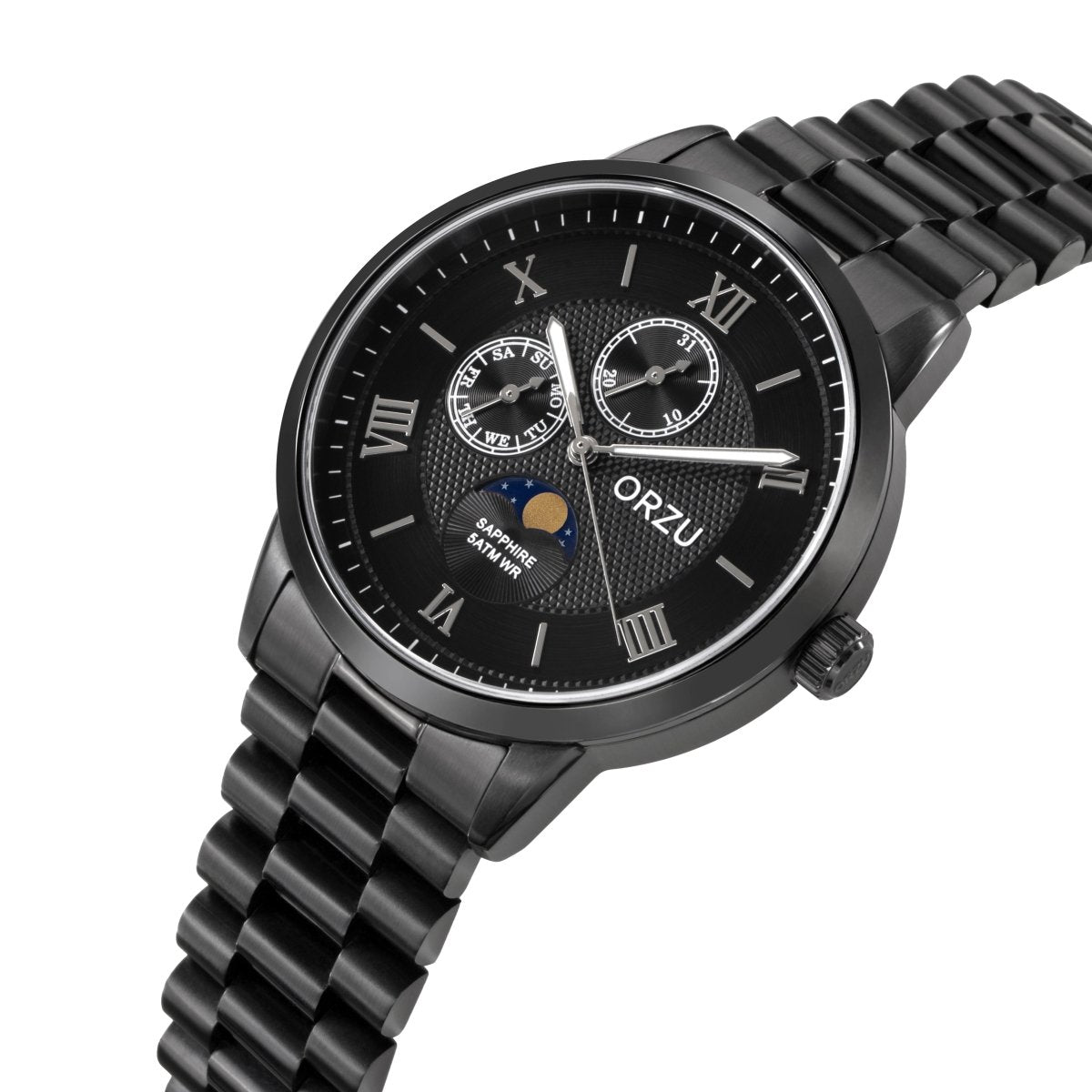 Orzu Watches - Sable Black Multifunction - Solid Stainless Steel
