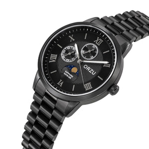 Orzu Watches - Sable Black Multifunction - Solid Stainless Steel