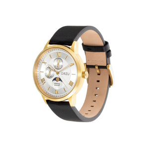 Orzu Watches - Silver Multifunction - Interchangeable Leather Strap