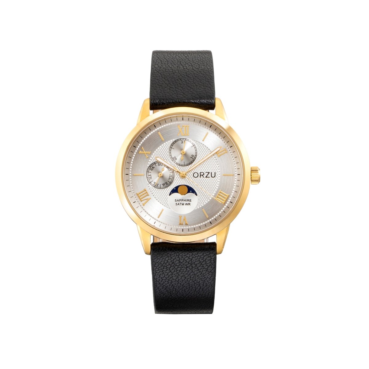 Orzu Watches - Silver Multifunction - Interchangeable Leather Strap