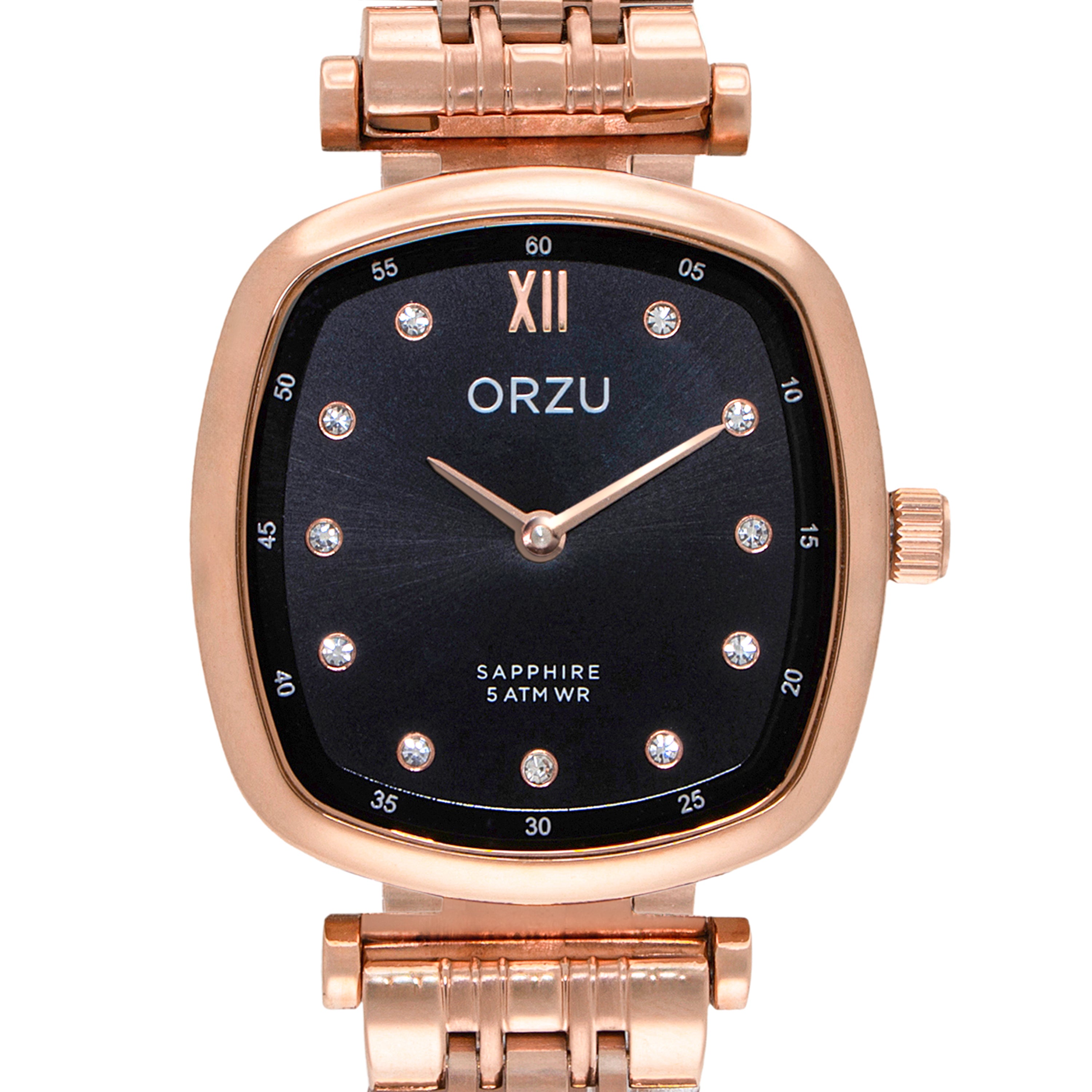ORZU Analog Black Tonneau Dial Women's Watch
