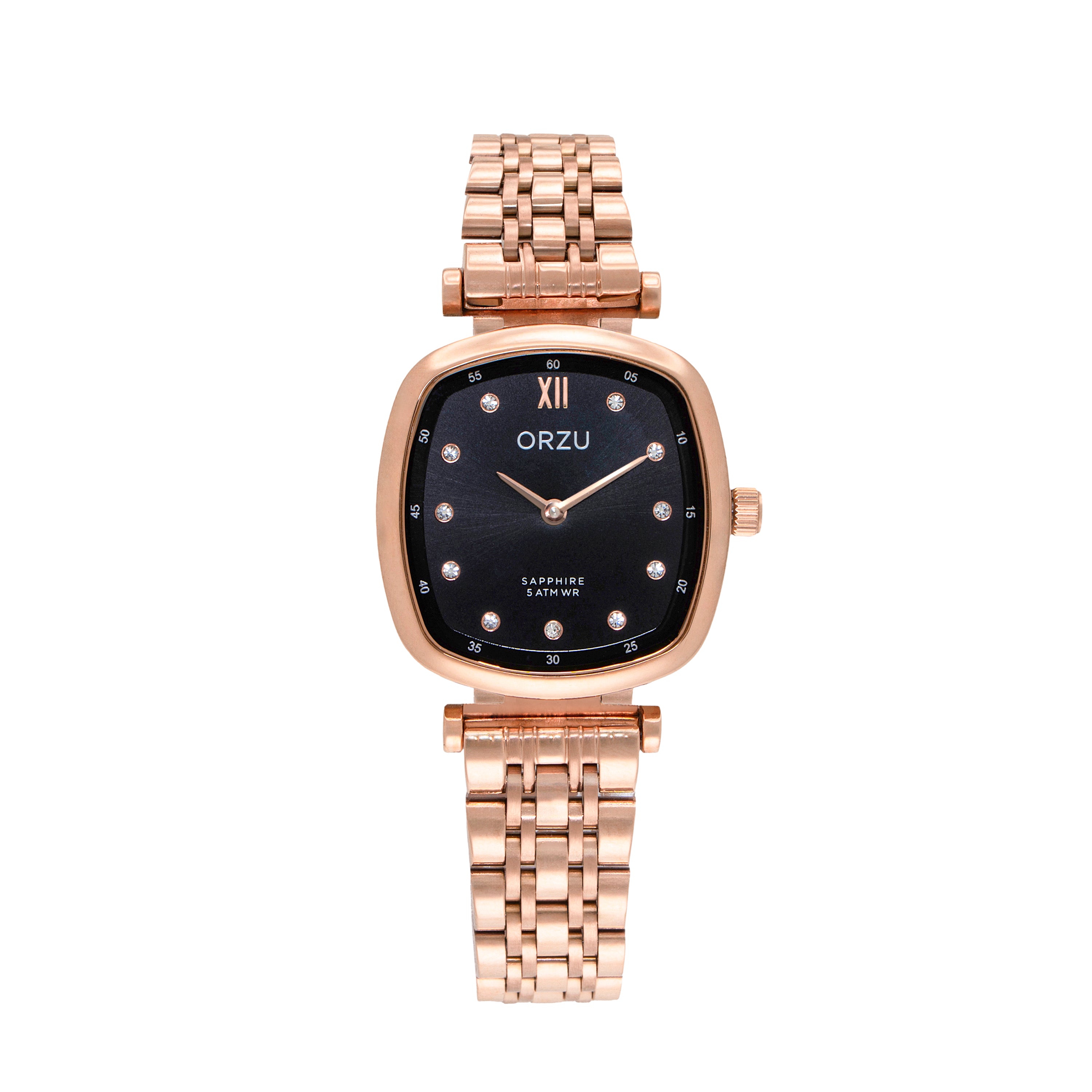ORZU Analog Black Tonneau Dial Women's Watch