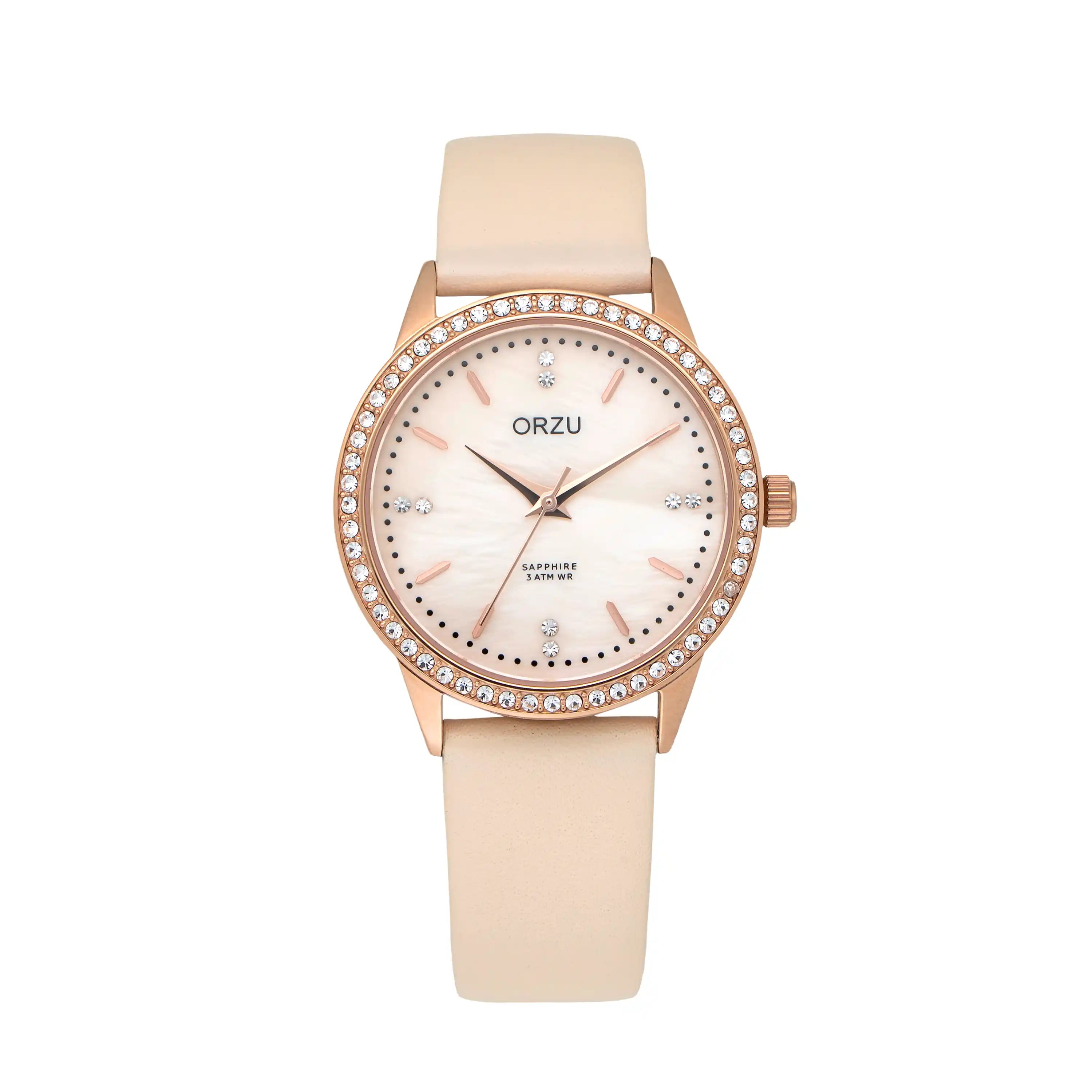 ORZU Analog White Dial Women's Watch