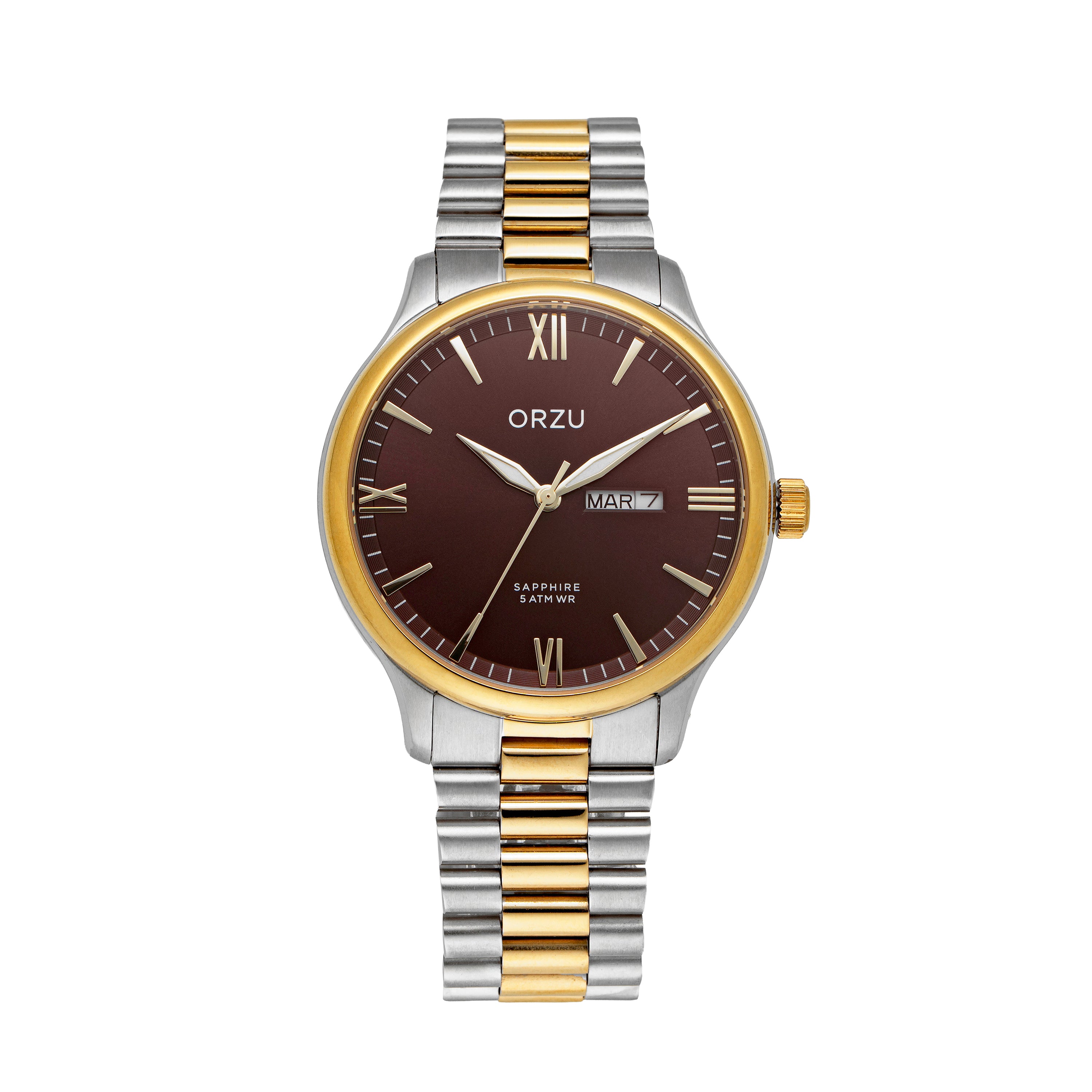 ORZU Analog Day Date Brown Dial Men's Watch
