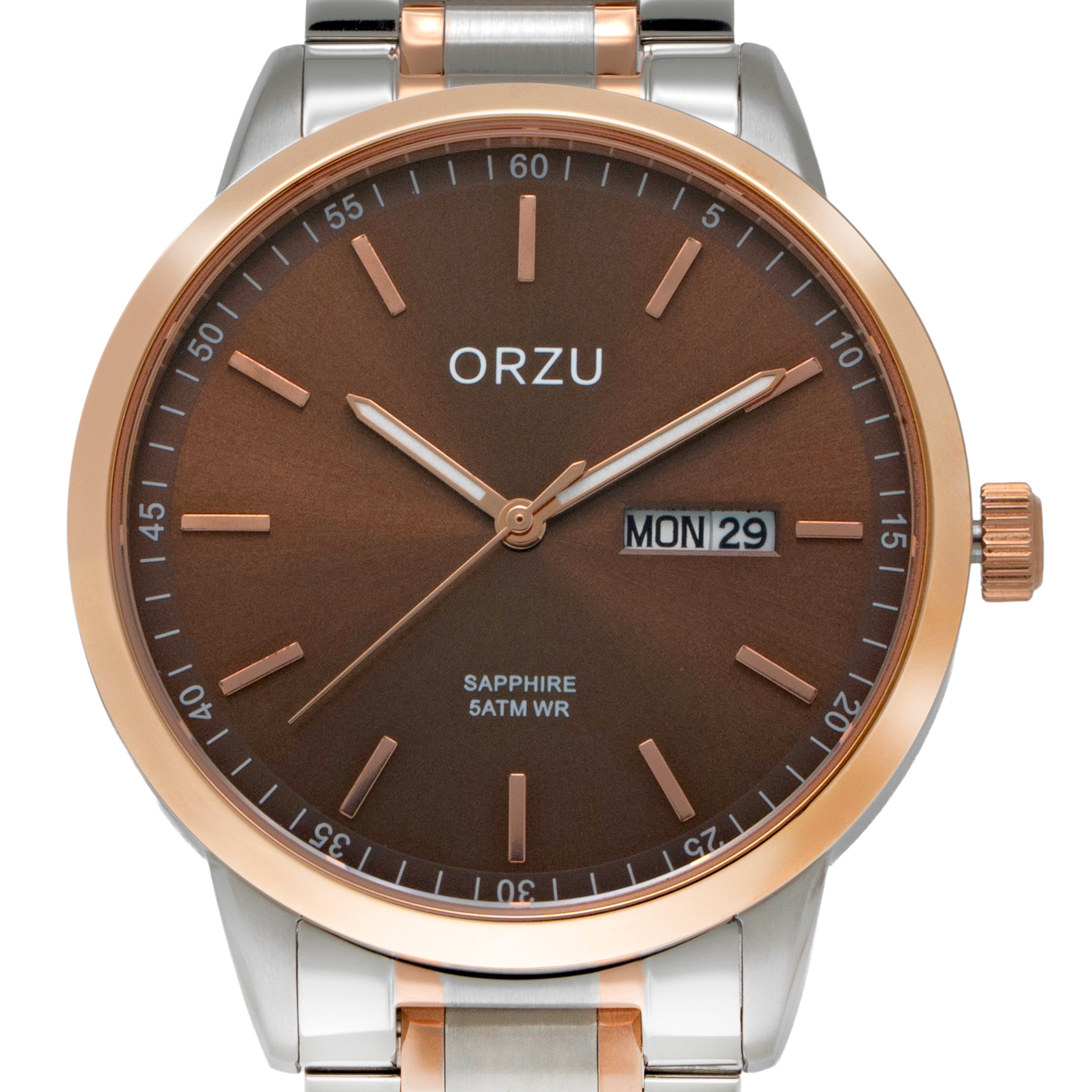 ORZU Analog Day Date Brown Dial Men's Watch