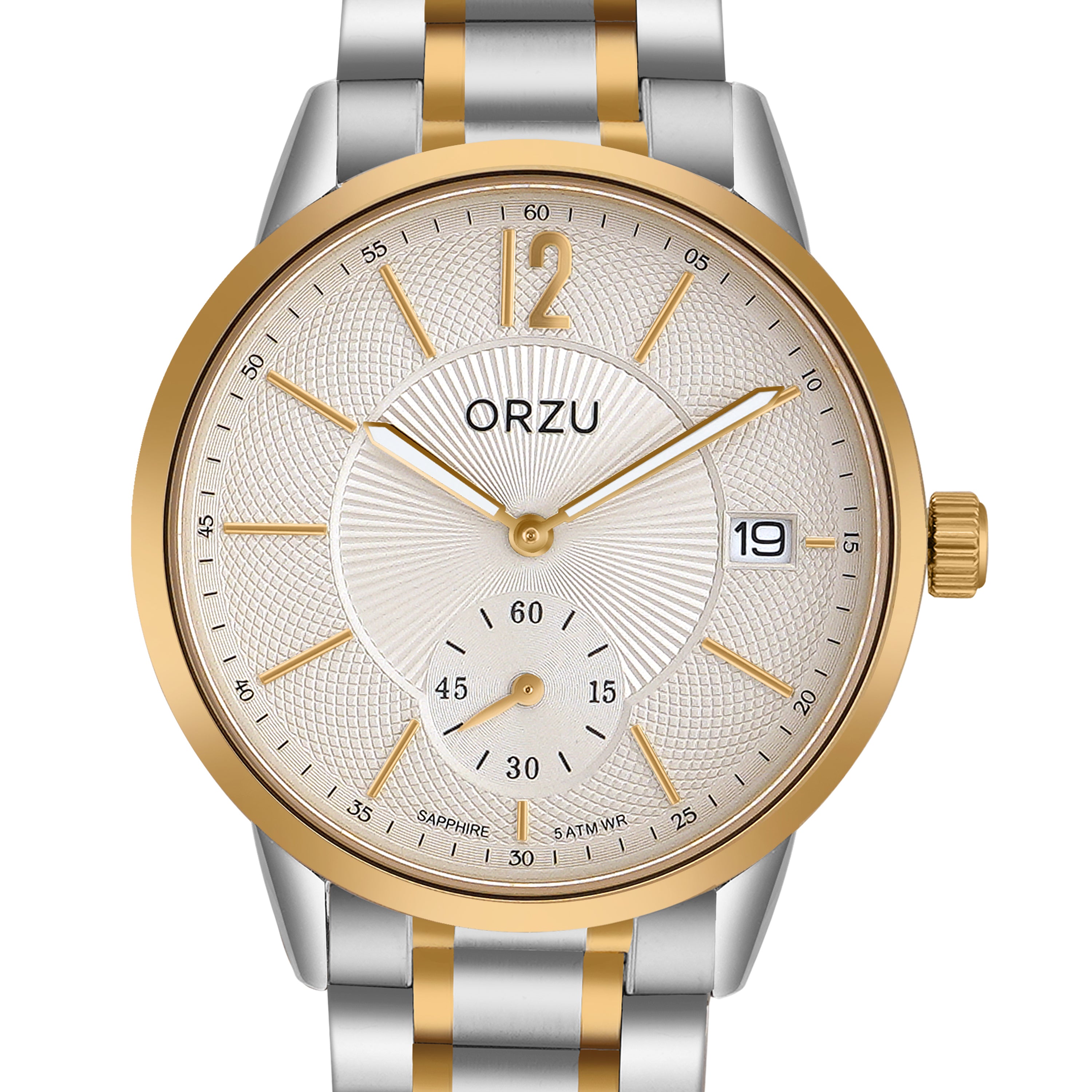ORZU Analog Off Set White Dial Men's Watch