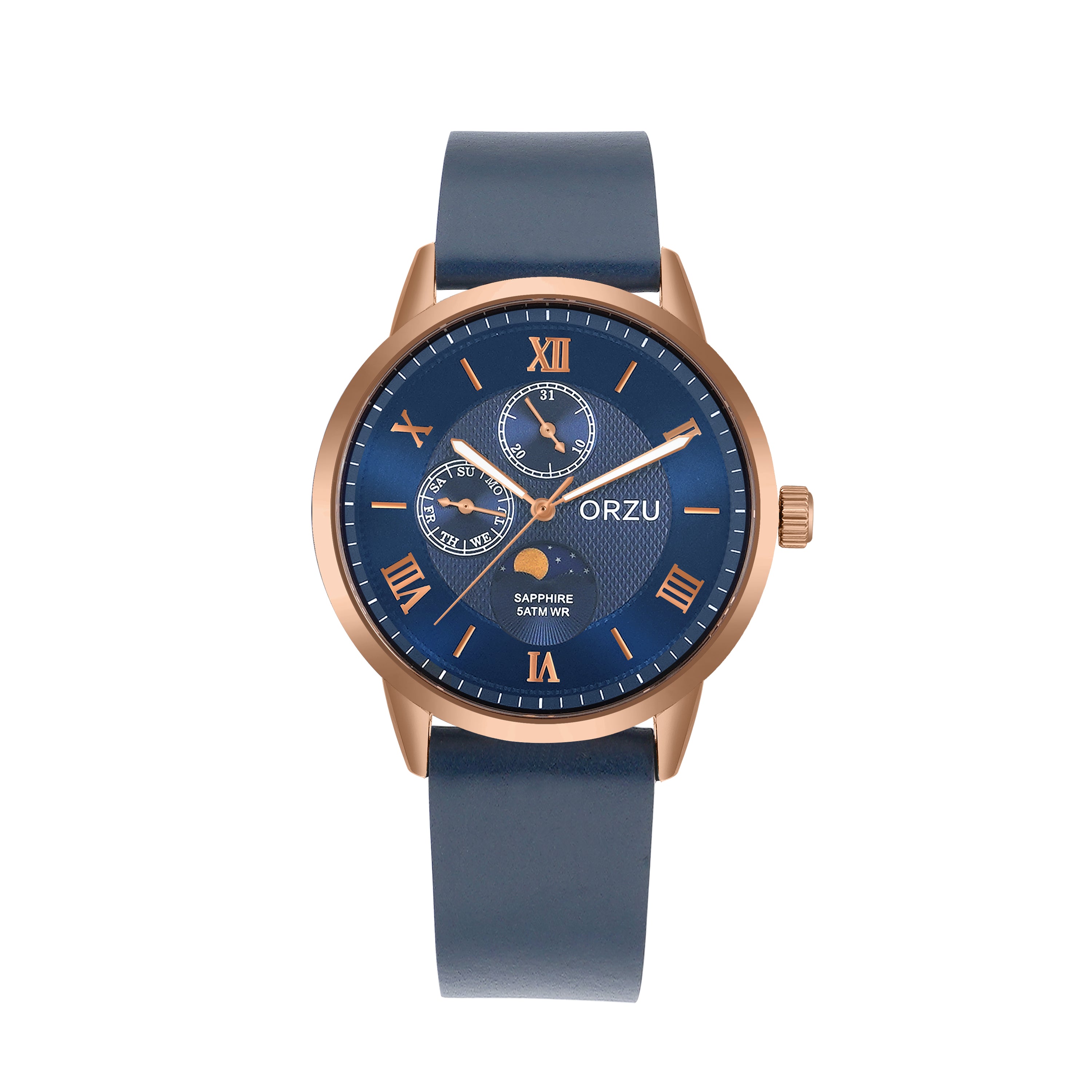 ORZU Multifunction Moon Phase Blue Dial Men's Watch