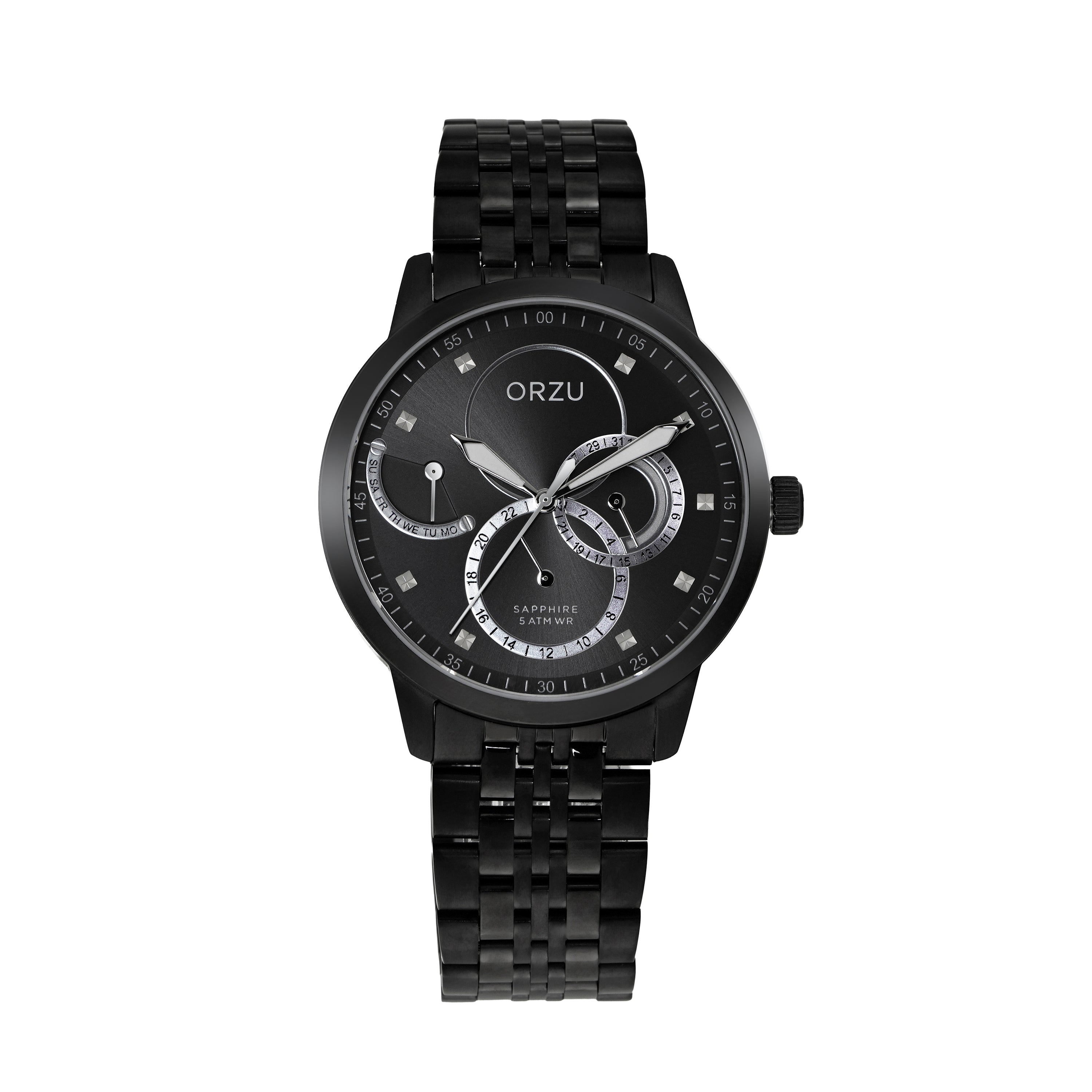 ORZU Multifunction Black Dial Men's Watch
