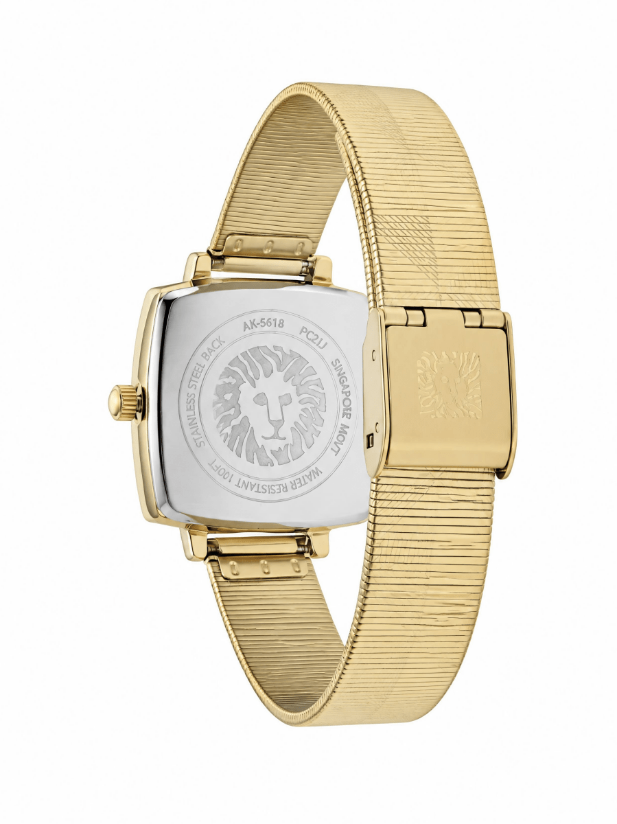 Orzu Watches - Anne Klein Beige Dial Gold Stainless Steel Mesh Women's Watch