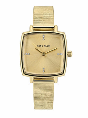 Orzu Watches - Anne Klein Beige Dial Gold Stainless Steel Mesh Women's Watch