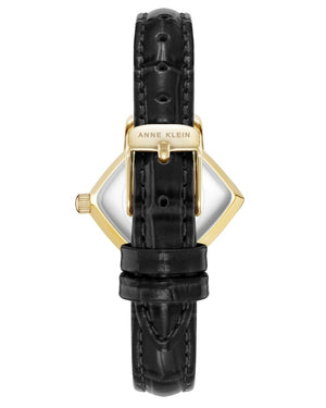 Orzu Watches - Anne Klein Black Dial Black Leather Women's Watch