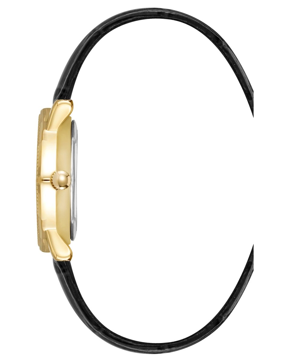 Orzu Watches - Anne Klein Black Dial Black Leather Women's Watch