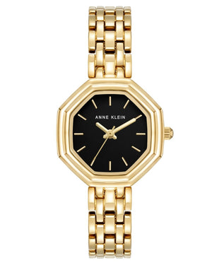 Orzu Watches - Anne Klein Black Dial Gold Stainless Steel Mesh Women's Watch (AK-5600BKGB)