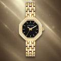 Orzu Watches - Anne Klein Black Dial Gold Stainless Steel Mesh Women's Watch