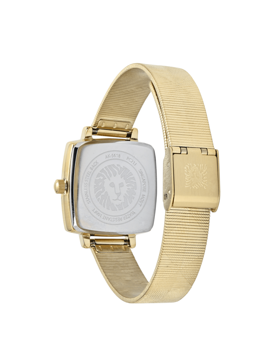 Orzu Watches - Anne Klein Black Dial Gold Stainless Steel Mesh Women's Watch