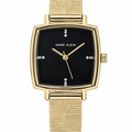 Orzu Watches - Anne Klein Black Dial Gold Stainless Steel Mesh Women's Watch