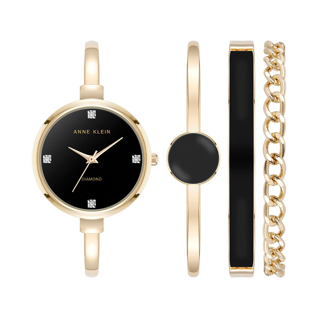 Orzu Watches - Anne Klein Black Glossy Dial Women's Watch