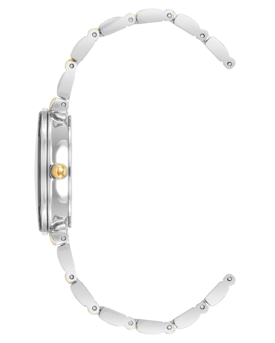 Orzu Watches - ANNE KLEIN Black Glossy Gold Two-Tone Metal Round Watch – AK-2435BKTT