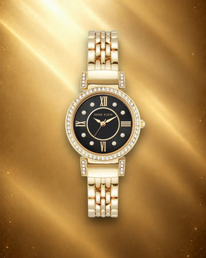 Orzu Watches - ANNE KLEIN Black Gold Tone Metal Round Watch