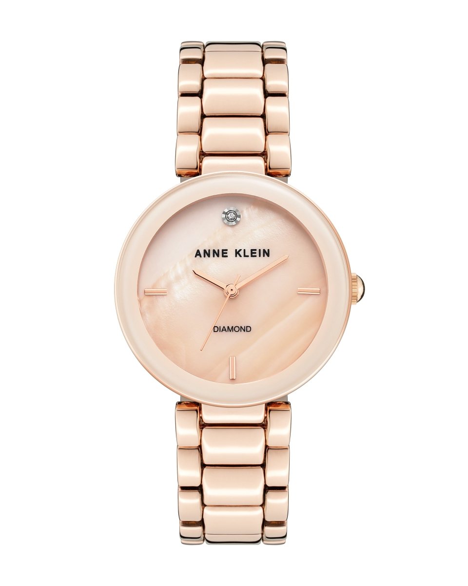 Orzu Watches - ANNE KLEIN Blush Mother-Of-Pearl Rose Gold Metal Round Watch – AK-1362BMRG