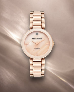Orzu Watches - ANNE KLEIN Blush Mother-Of-Pearl Rose Gold Metal Round Watch