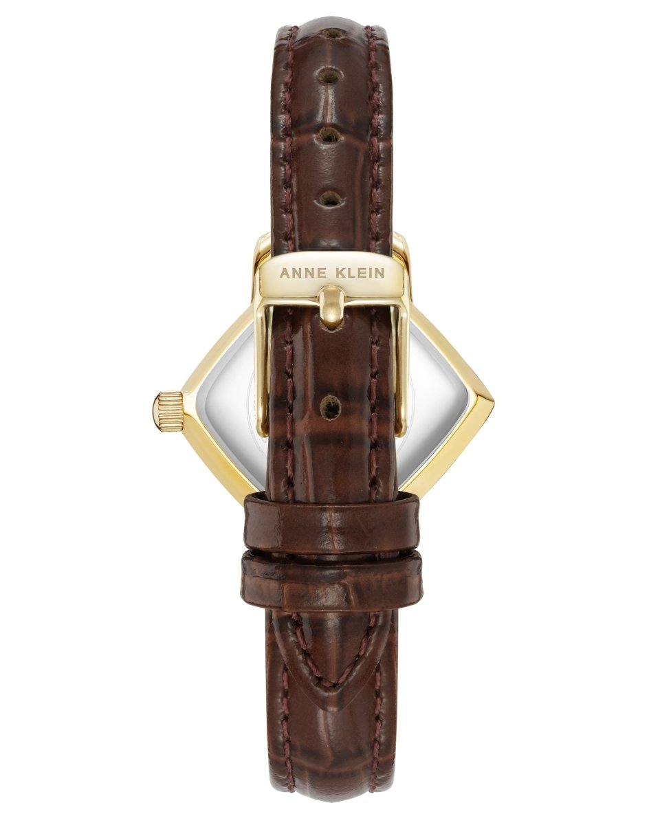 Orzu Watches - Anne Klein Gold Dial Brown Leather Women's Watch