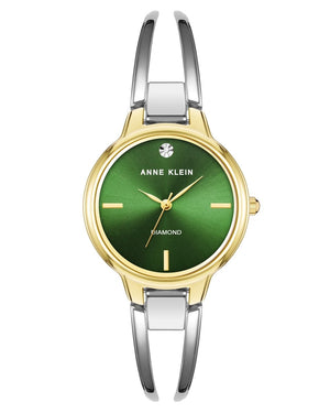Orzu Watches - Anne Klein Green Dial Gold Stainless Steel Mesh Women's Watch