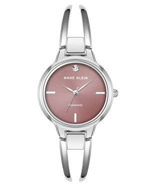 Orzu Watches - Anne Klein Purple Dial Silver Stainless Steel Mesh Women's Watch (AK-2627PRSV)