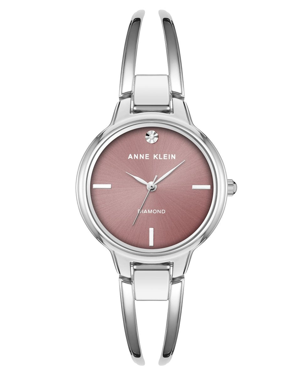 Orzu Watches - Anne Klein Purple Dial Silver Stainless Steel Mesh Women's Watch (AK-2627PRSV)