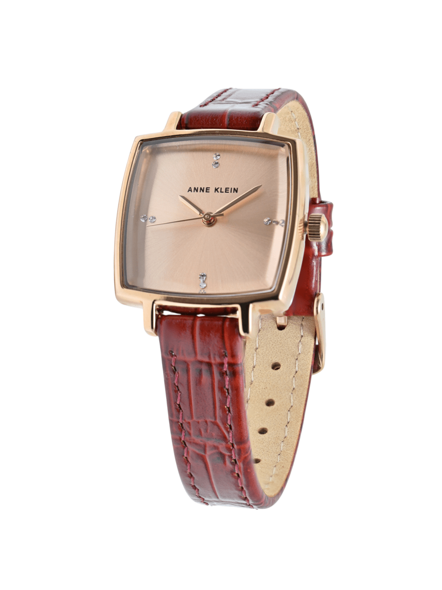 Orzu Watches - Anne Klein Rose Gold Dial Brown Leather Women's Watch