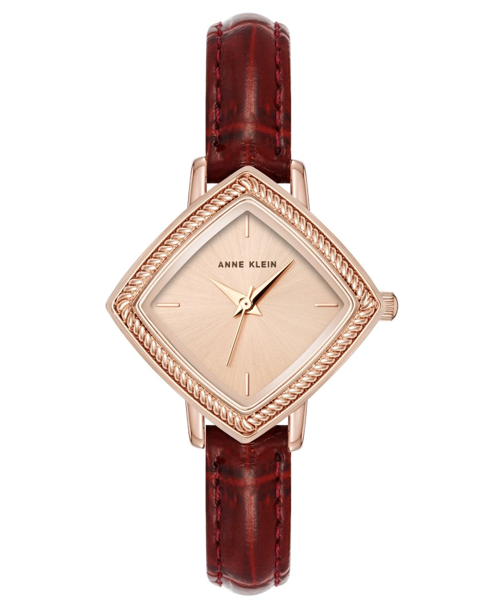 Orzu Watches - Anne Klein Rose Gold Dial Brown Leather Women's Watch