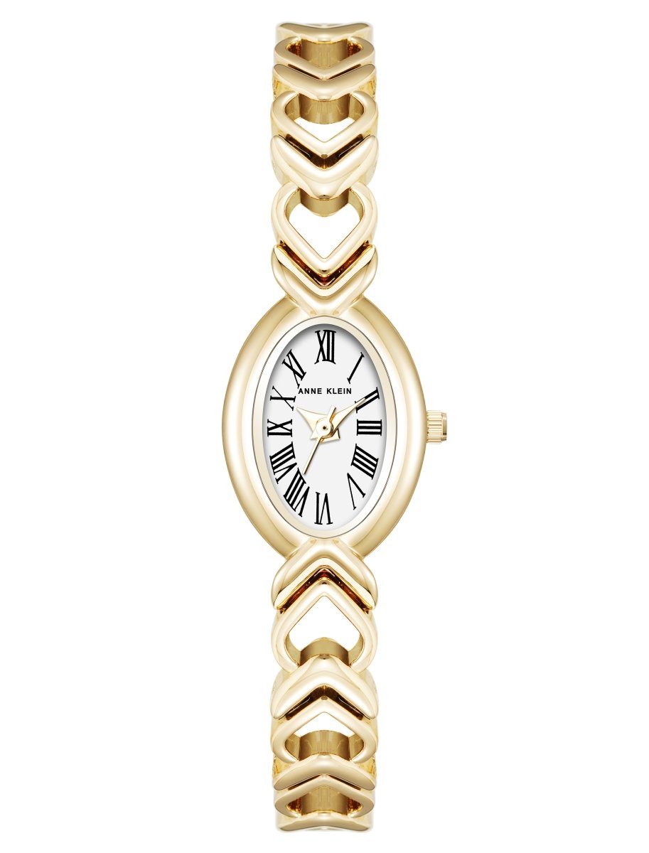 Orzu Watches - ANNE KLEIN White Mother-Of-Pearl Gold Tone Metal Oval Watch – AK-5628MPGB
