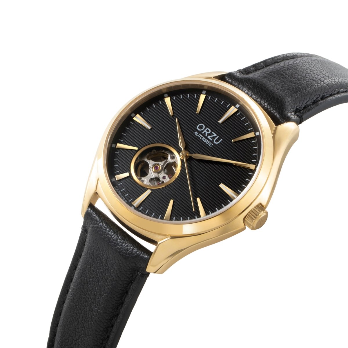 Orzu Watches - Automatic - Black Gold Interchangeable Leather