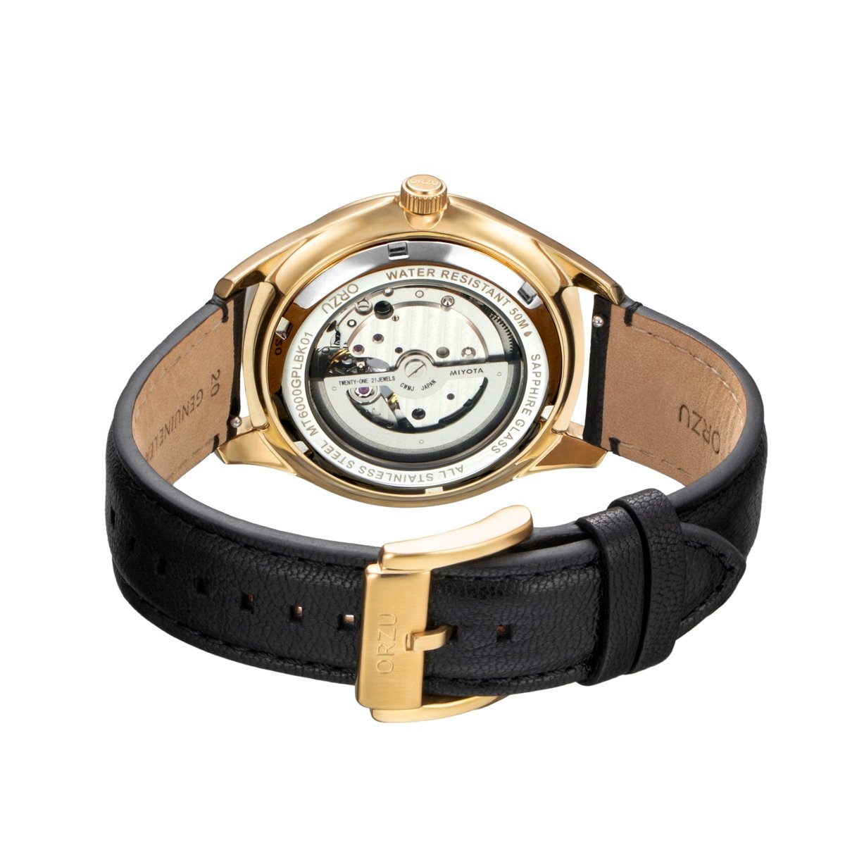 Orzu Watches - Automatic - Black Gold Interchangeable Leather