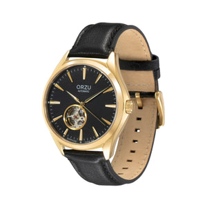 Orzu Watches - Automatic - Black Gold Interchangeable Leather