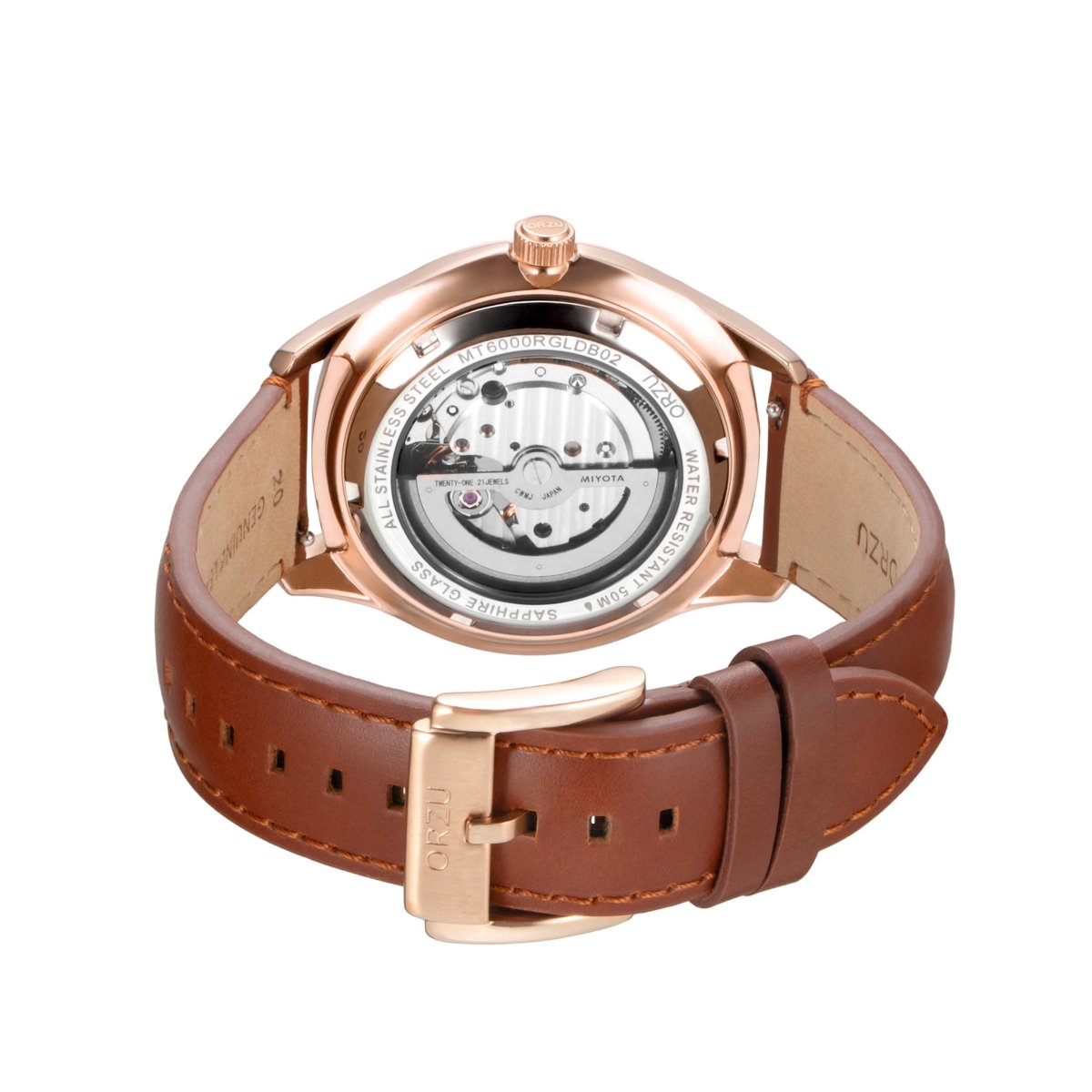 Orzu Watches - Automatic - Blue Rose Gold Interchangeable Leather