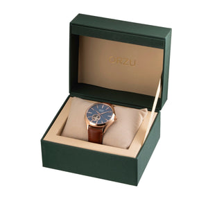 Orzu Watches - Automatic - Blue Rose Gold Interchangeable Leather
